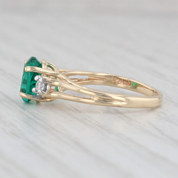 Light Gray 0.88ctw Oval Lab Created Emerald Diamond Ring 10k Yellow Gold Size 4