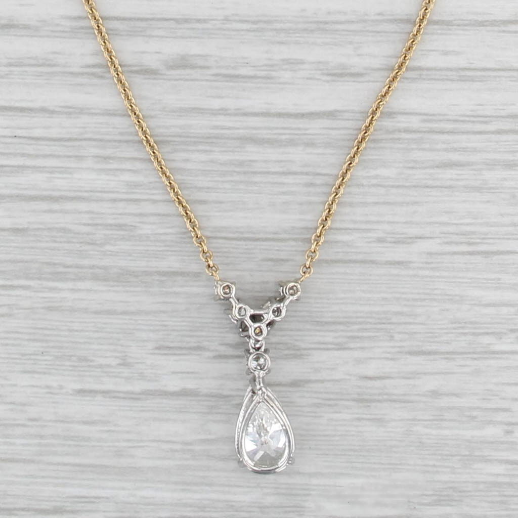 GIA 2.53ctw Diamond Teardrop Lariet Necklace 18k Yellow Gold 16.25" Cable Chain