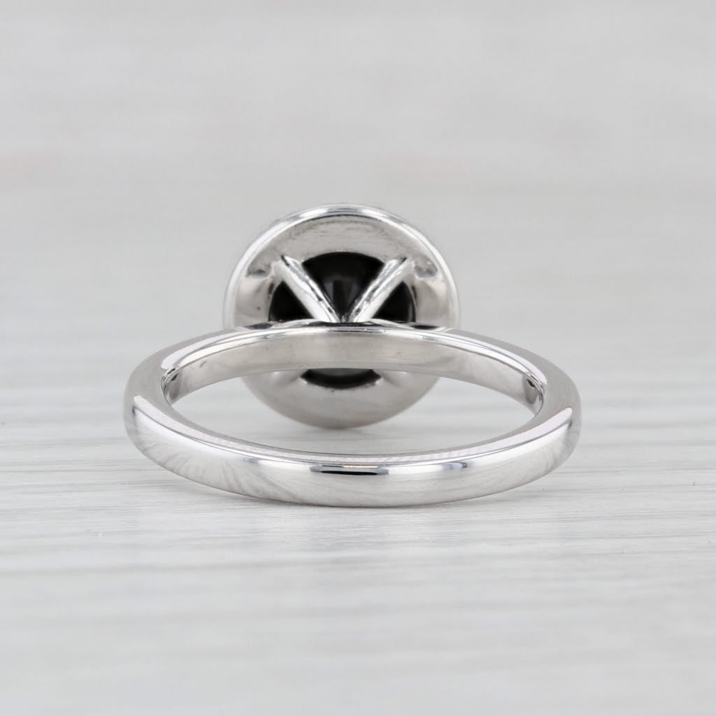Light Gray 1.77ctw Black White Diamond Halo Ring 14k White Gold Size 8.25 Engagement