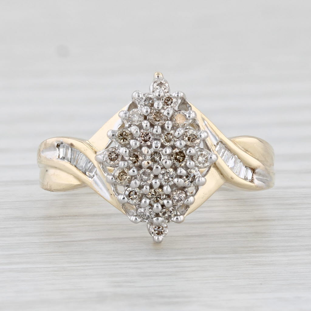 Light Gray 0.35ctw Diamond Cluster Ring 10k Yellow Gold Size 7.25