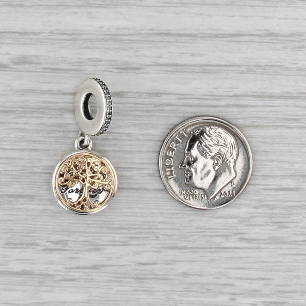 Pandora Family Forever Roots Tree Charm Sterling Silver 14k Gold Dangle 791988C