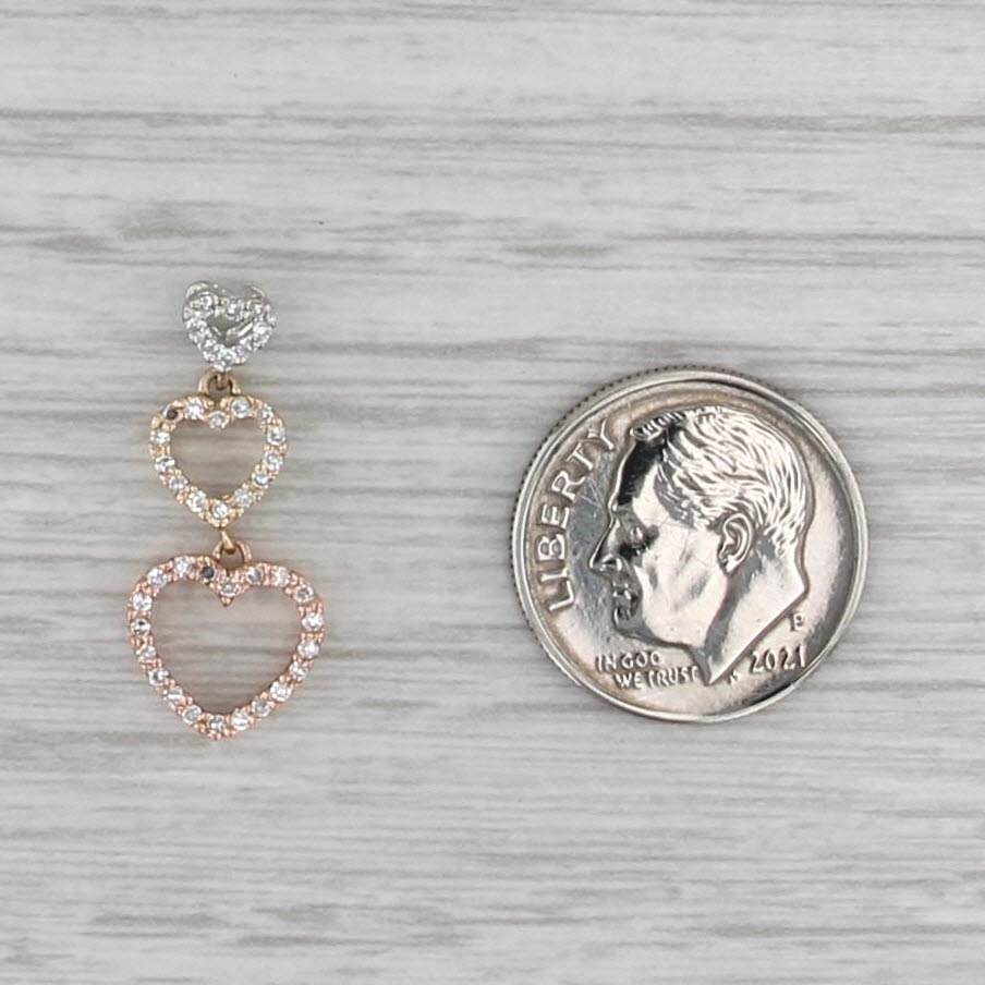 0.14ctw Diamond Journey Hearts Pendant 14k White Yellow Rose Gold Drop