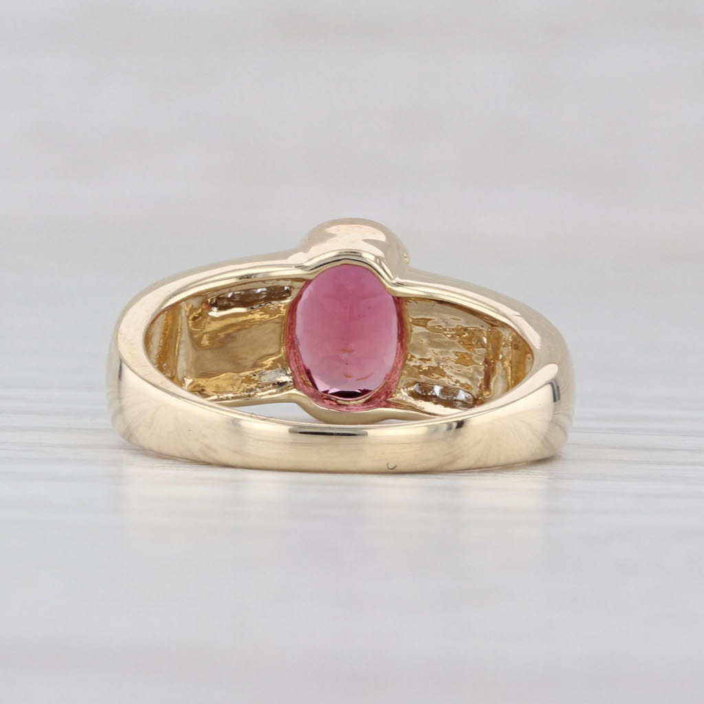 1.36ctw Tourmaline Rubellite Diamond Opal Ring 14k Yellow Gold Size 6.25