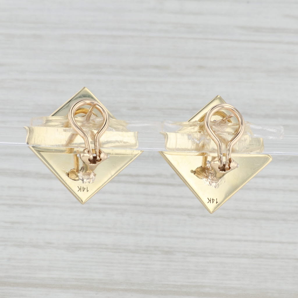 Light Gray Vintage 0.10ctw Diamond Rayed Square Earrings 14k Yellow Gold