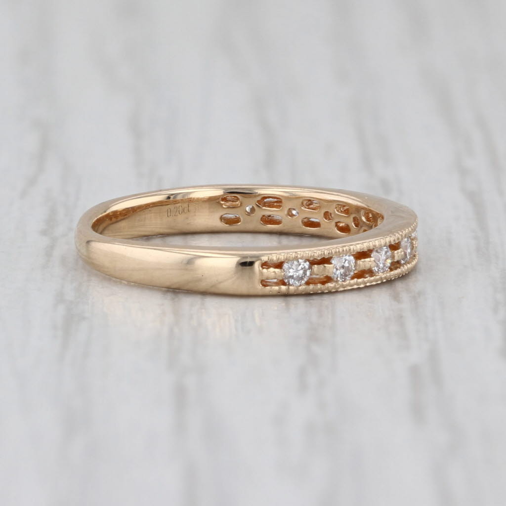 0.20ctw Diamond Wedding Ring 14k Yellow Gold Stackable Anniversary Band Size 4.5