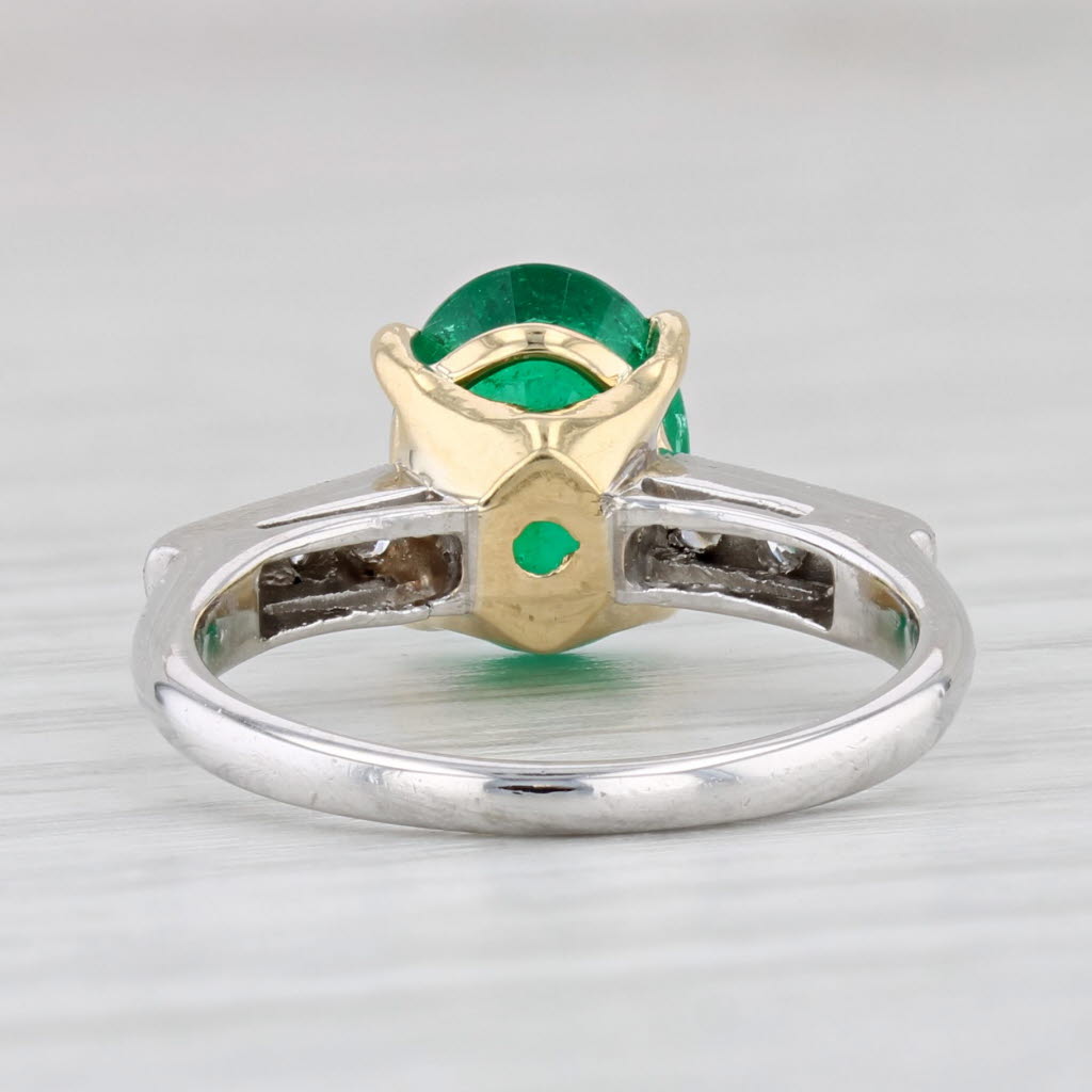 Light Gray 1.76ctw Oval Emerald Diamond Ring Platinum 18k Gold Engagement Size 4.75