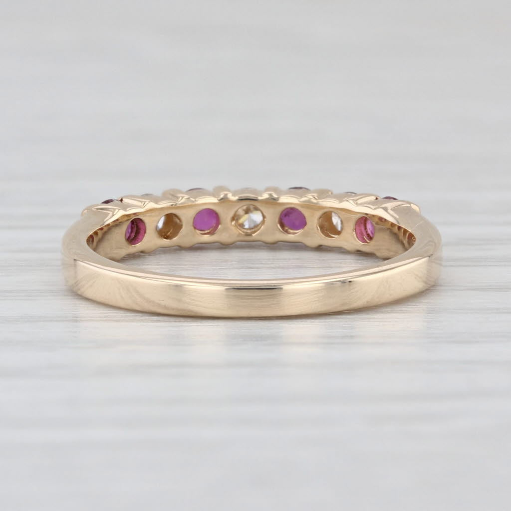 0.48ctw Ruby Diamond Stackable Ring 14k Yellow Gold Size 6.5 Bridal