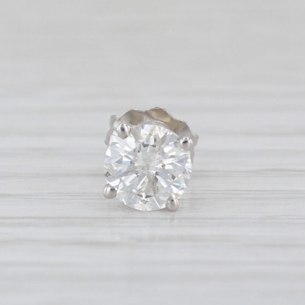 Single 0.46ct Round Brilliant Diamond Solitaire Stud Earring 14k White Gold