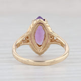 Light Gray 1.45ct Marquise Amethyst Solitaire Ring 10k Yellow Gold Size 5 Heart Accents
