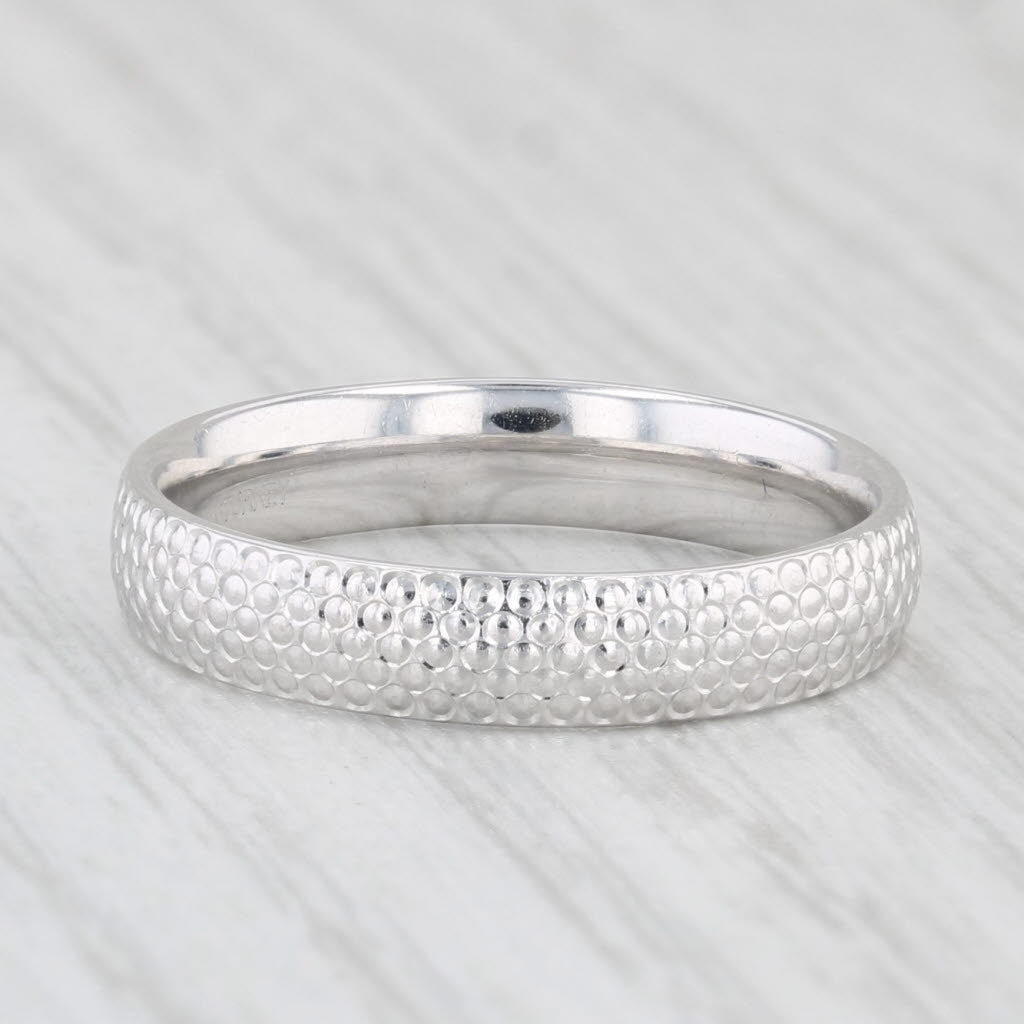 Light Gray Textured Band Ring 14k White Gold Size 7 Stackable Wedding