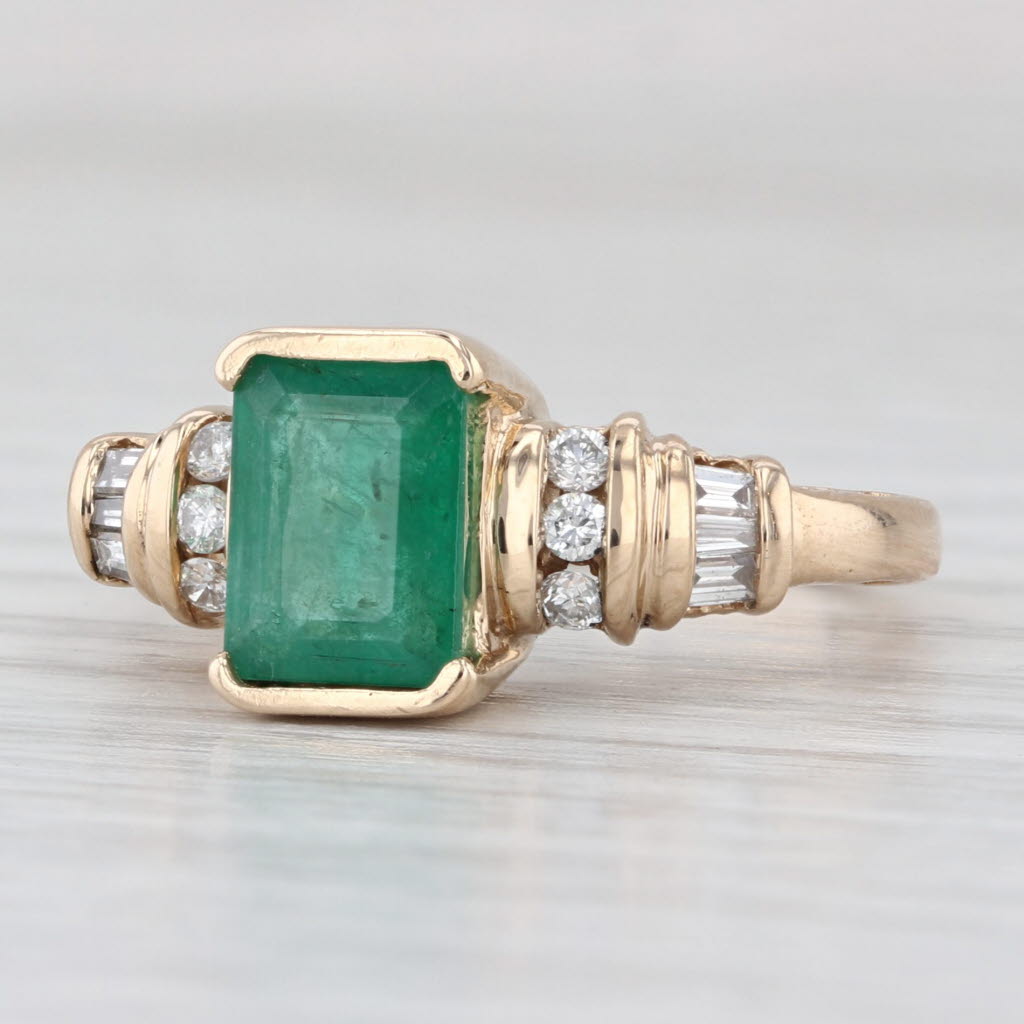 1.57ctw Emerald Diamond Ring 14k Yellow Gold Size 6.75 Engagement