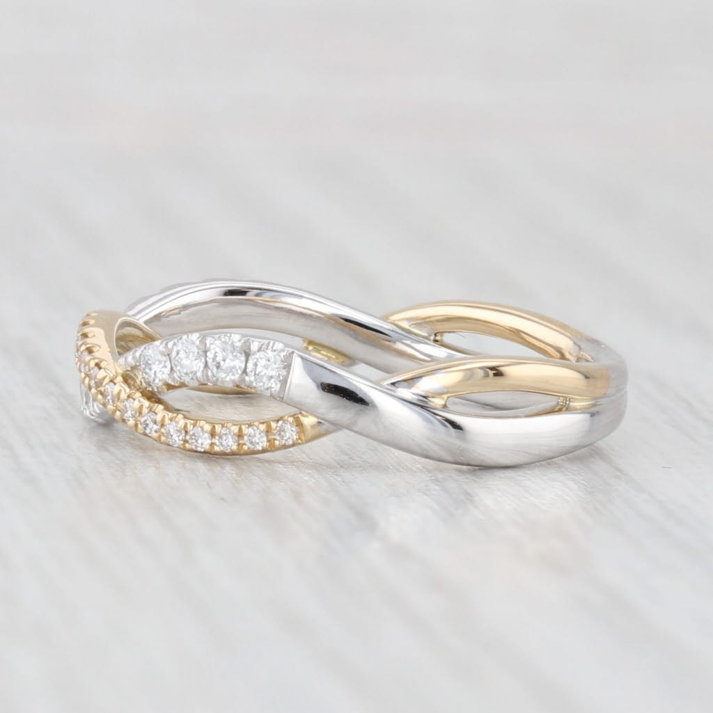 Light Gray New 0.29ctw Woven Diamond Ring 14k White Yellow Gold Wedding Stackable Band 6.75