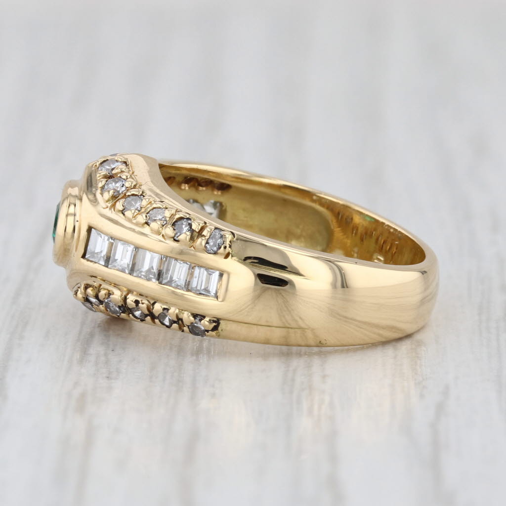 0.96ctw Lab Created Emerald Diamond Ring 18k Yellow Gold Size 6.25-6.5