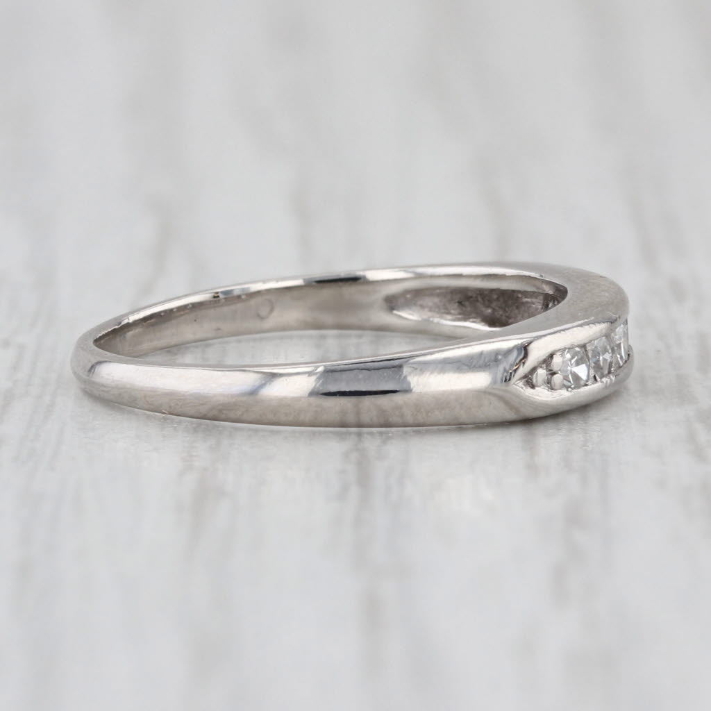 0.18ctw Diamond Wedding Band Platinum Ring Size 6.25 Stackable