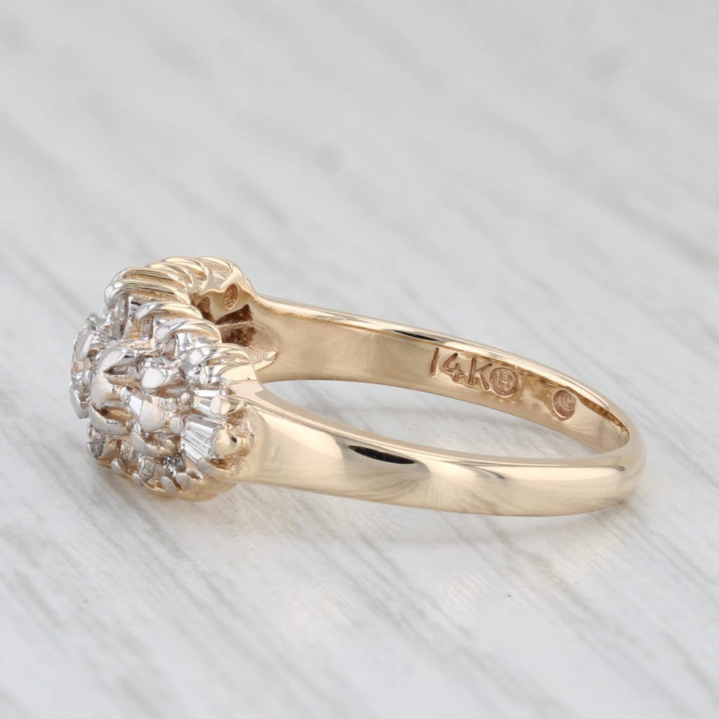 Light Gray 0.81ctw Diamond Cluster Ring 14k Yellow Gold Engagement Size 7.25