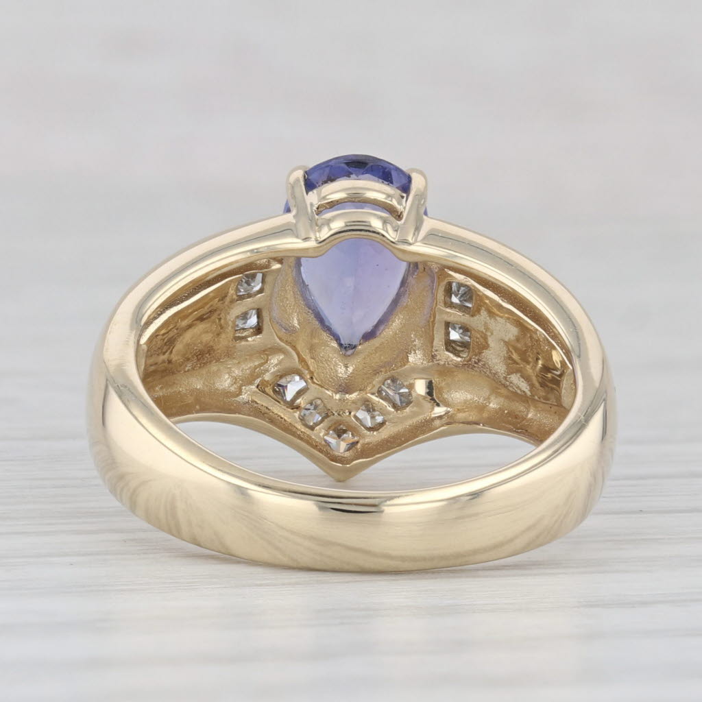 Light Gray 1.29ctw Tanzanite Diamond Opal Inlay Ring 14k Yellow Gold Size 7-7.25