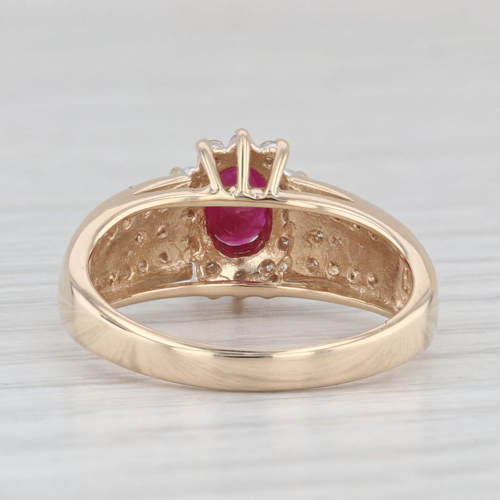 Light Gray 0.85ctw Ruby Diamond Halo Ring 14k Yellow Gold Size 7.25 Engagement