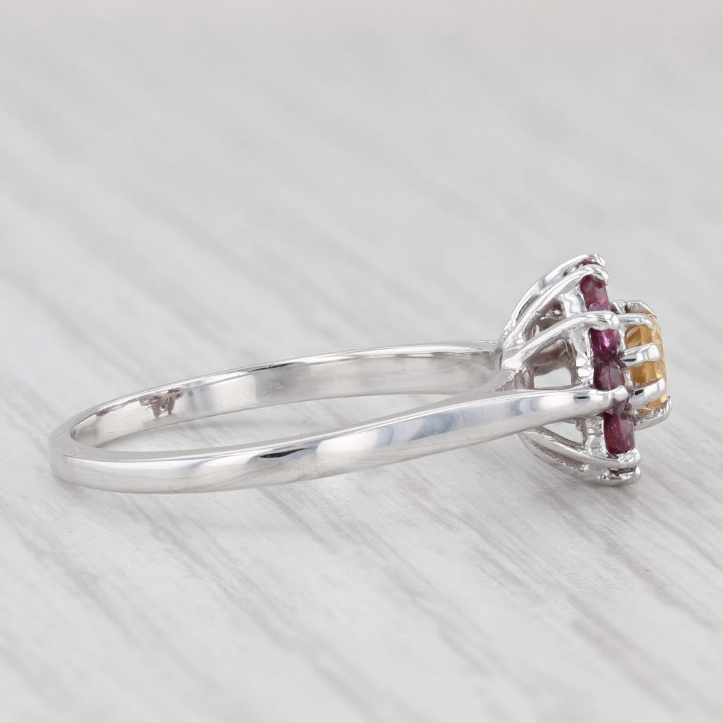 Light Gray 1ctw Oval Citrine Ruby Halo Ring 14k White Gold Size 7.5