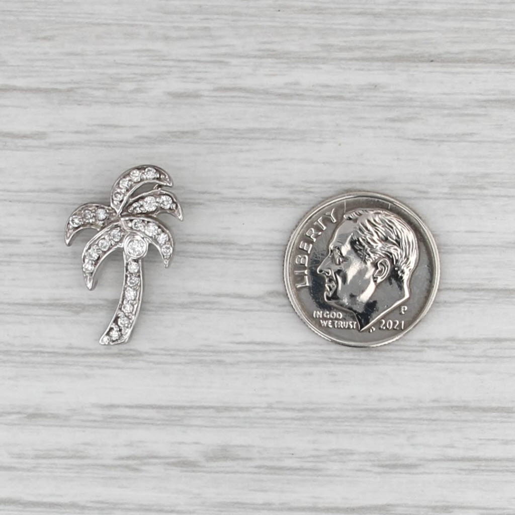 0.23ctw Diamond Palm Tree Pendant 14k White Gold Floating Drop