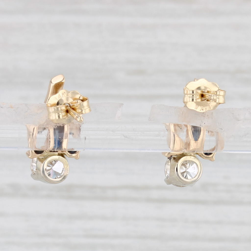 Light Gray 0.97ctw Blue Sapphire Diamond Earrings 14k Yellow Gold Drops