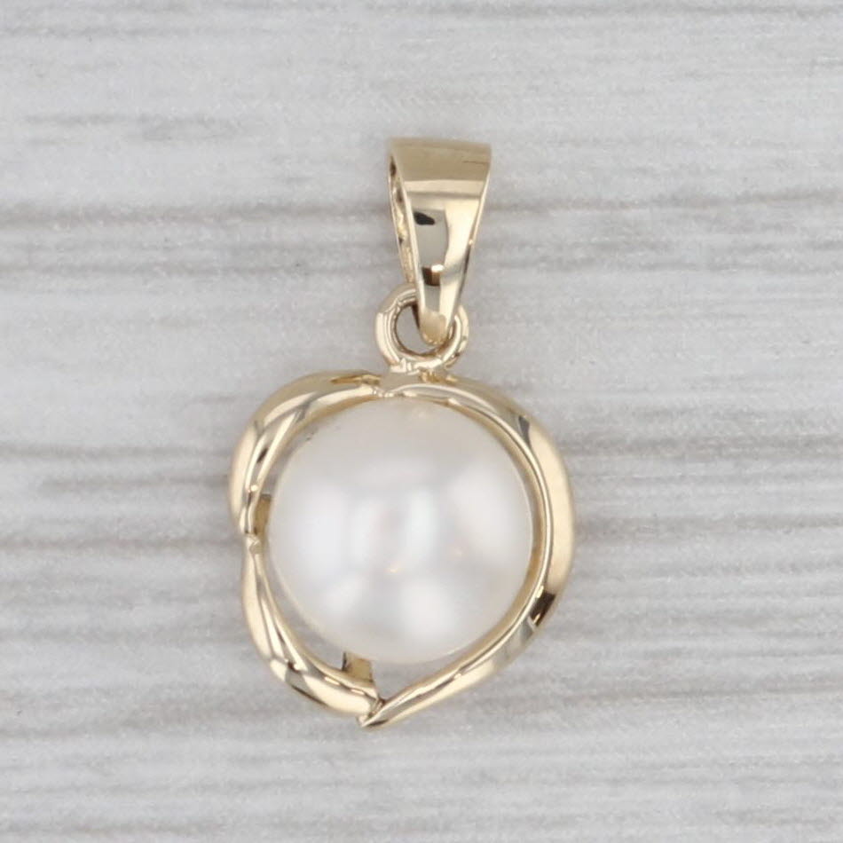 Gray 6.1mm Cultured Pearl Solitaire Pendant 14k Yellow Gold Small Drop