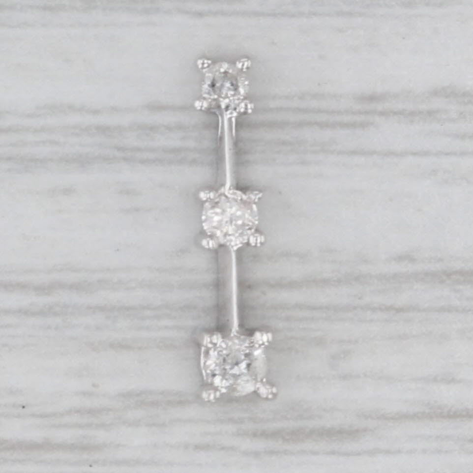 0.13ctw Graduated Diamond 3-Stone Journey Pendant 10k White Gold Small Drop