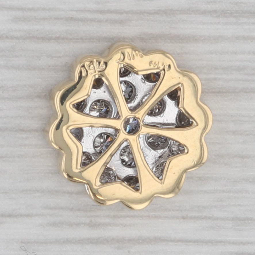 Gray 0.60ctw Diamond Cluster Flower Pendant 18k Yellow Gold