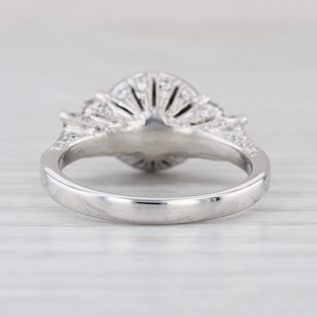 1.56ctw GIA Round Diamond Halo Engagement Ring Platinum Size 6.75 Ornate