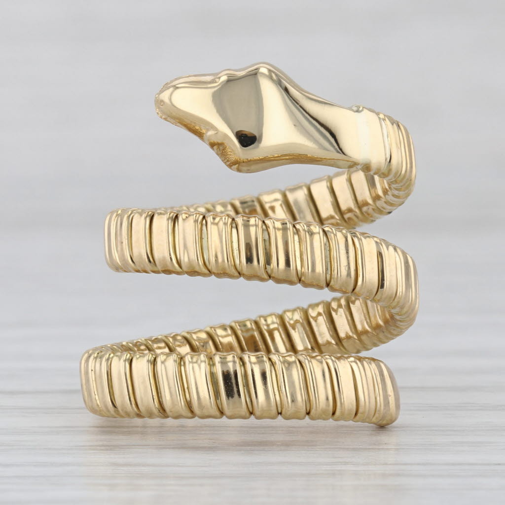 Flexible Coiled Snake Ring 18k Yellow Gold Size 5.5 Adjustable Vieri Gioielli