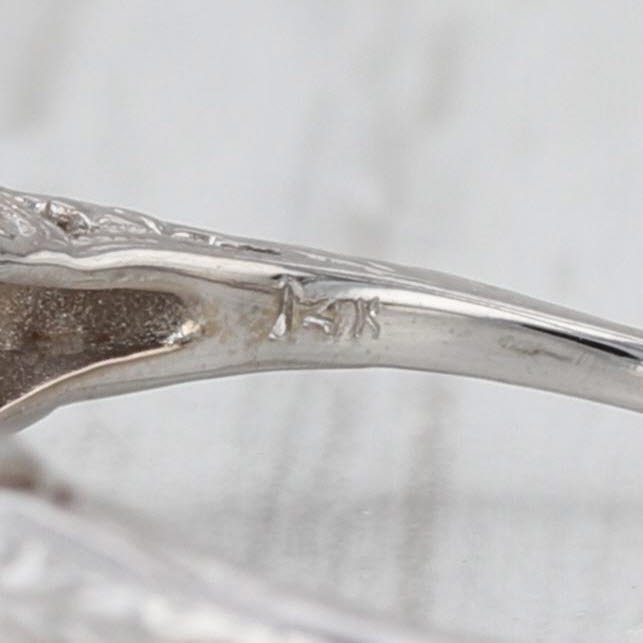 Art Deco 0.31ctw Diamond Engagement Ring 14k White Gold Size 5.5 Old European