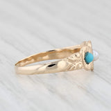 Victorian Pearl Turquoise Glass Ring 10k Yellow Gold Size 3.25 Small Baby Size