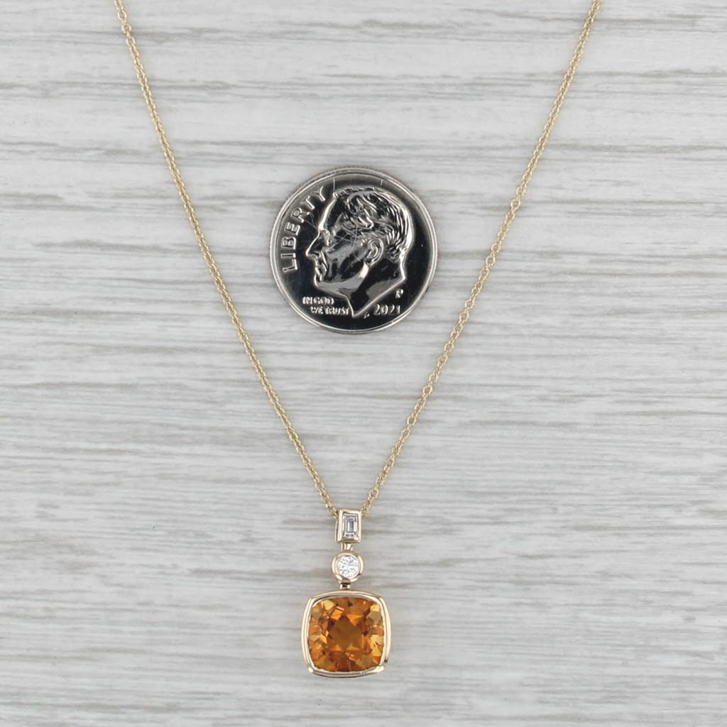 Effy 2.05ctw Citrine Diamond Pendant 14k Yellow Gold 16.25" Cable Chain