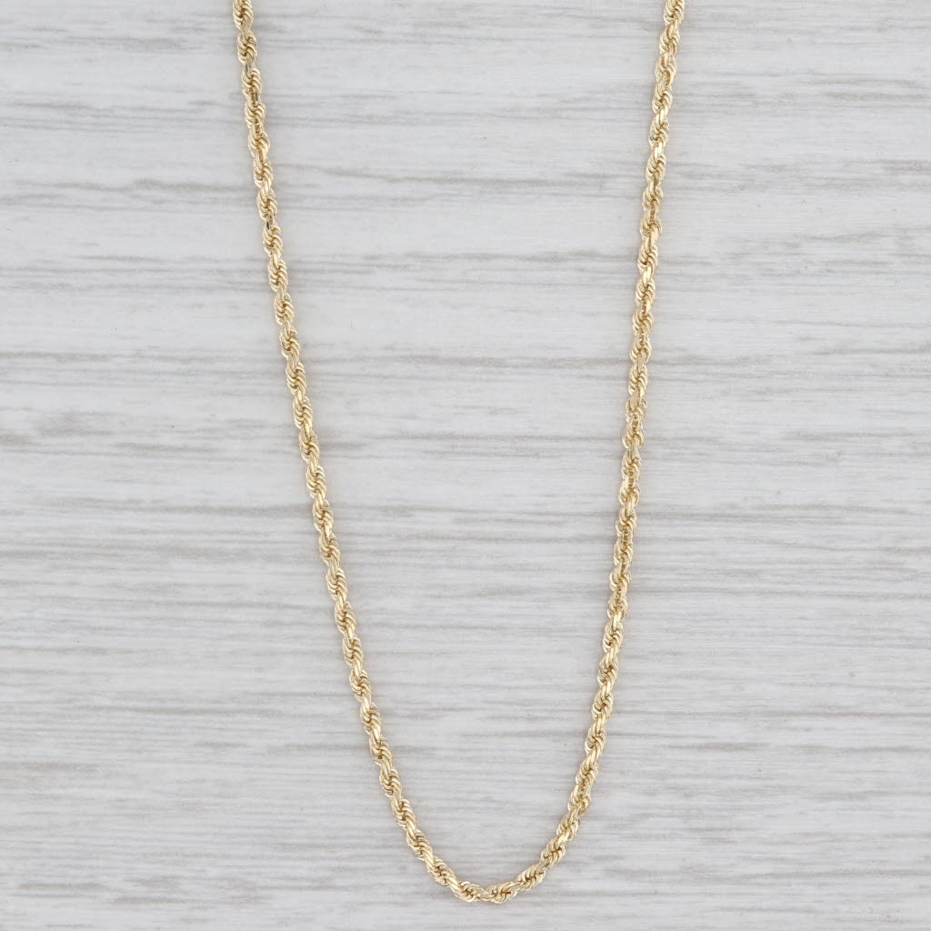 Light Gray 20" 1.6mm Rope Chain Necklace 10k Yellow Gold