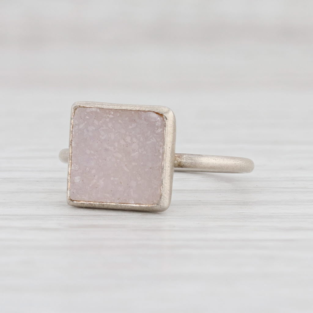 New Nina Nguyen Ring Druzy White Quartz Sterling Silver Size 6.75 Statement