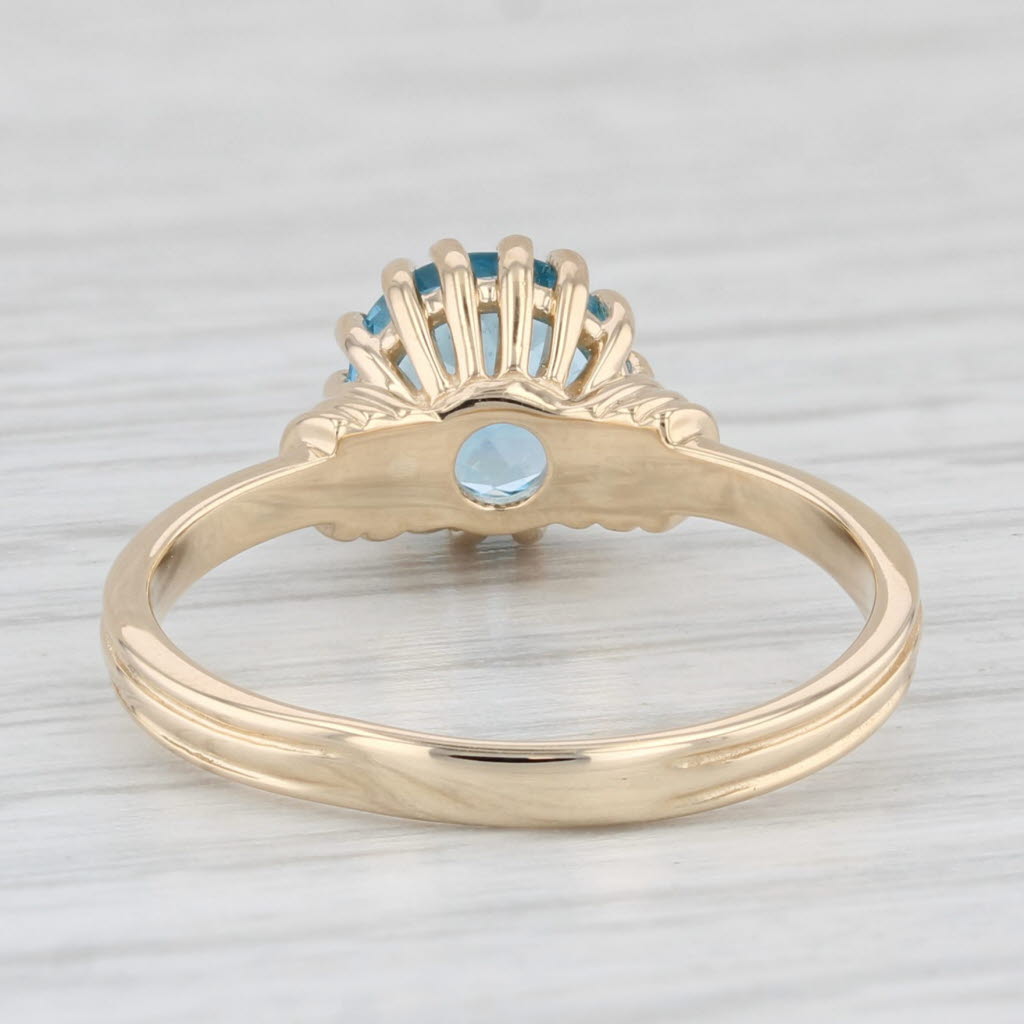 Light Gray 1.65ct Round Blue Topaz Solitaire Ring 14k Yellow Gold Size 7