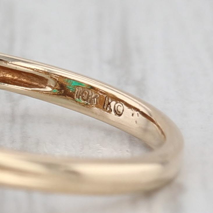 Vintage 0.50ct Lab Created Emerald Diamond Ring 10k Yellow Gold Size 6