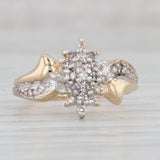 Gray 0.20ctw Diamond Cluster Ring 10k Yellow Gold Bypass Size 5.5