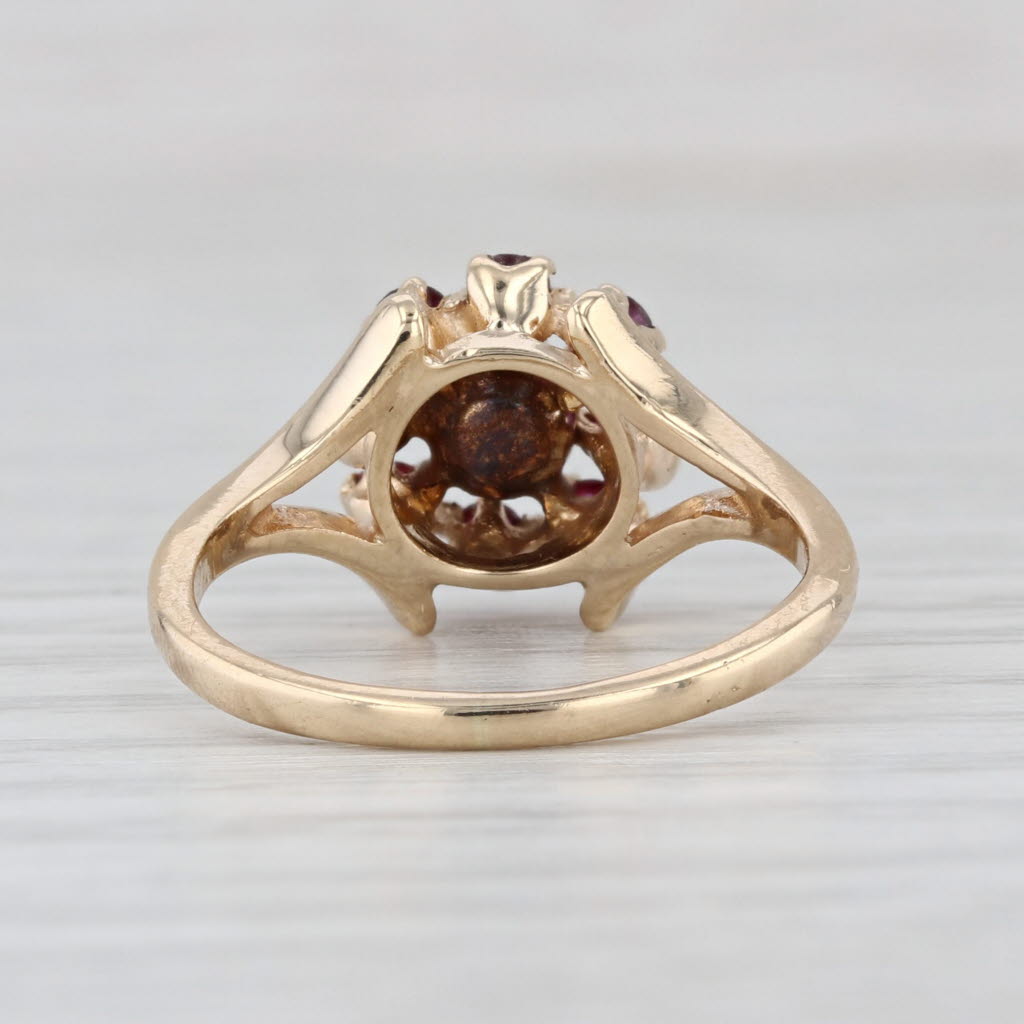 0.53ctw Garnet Diamond Flower Ring 14k Yellow Gold Size 5.5