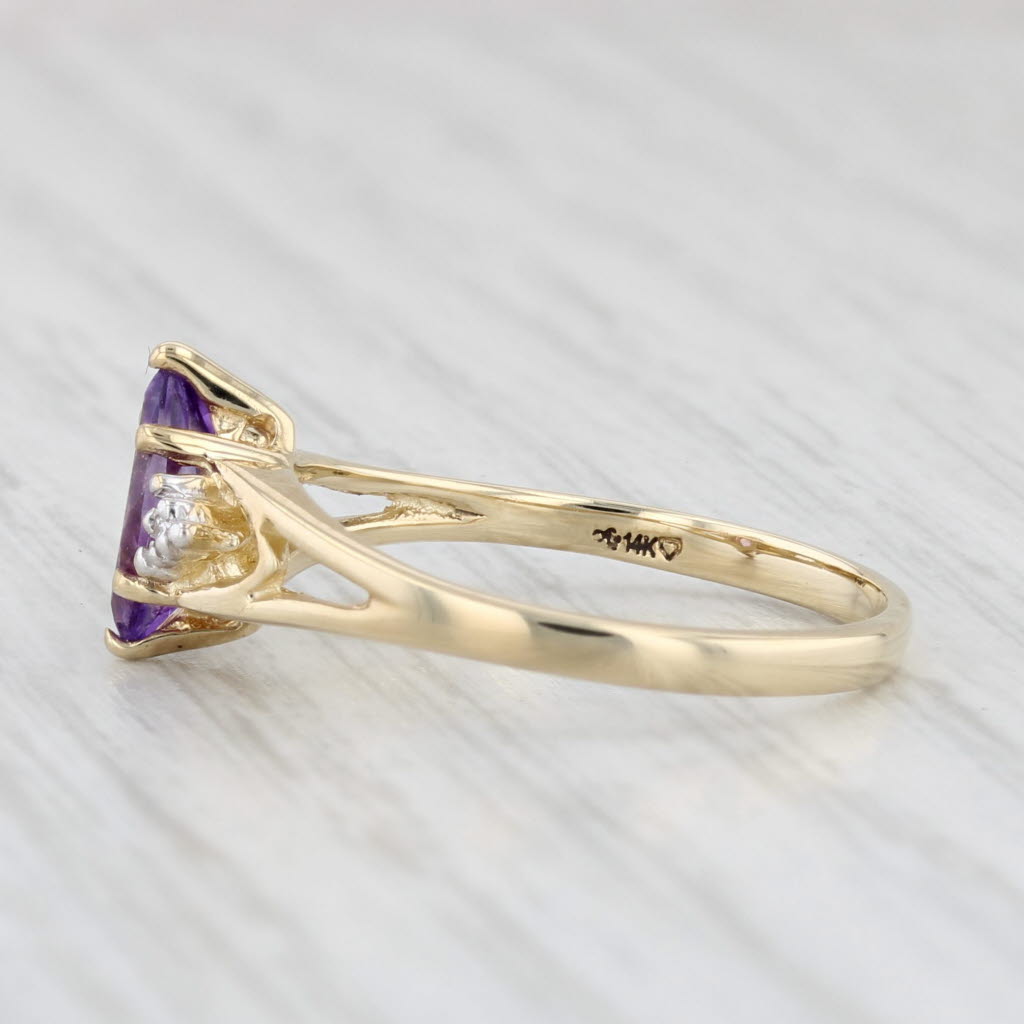 Light Gray 0.50ct Marquise Amethyst Diamond Ring 14k Yellow Gold Size 6.75