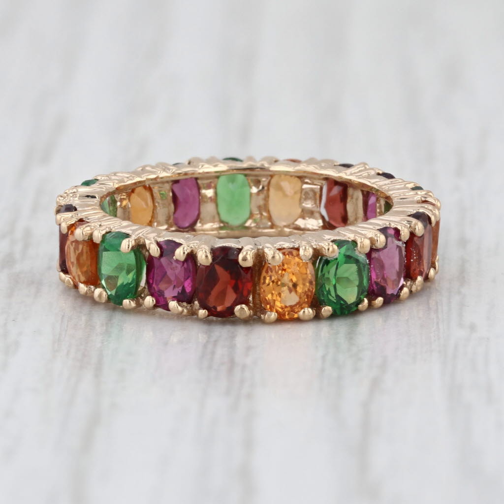 4.60ctw Multicolor Garnet Eternity Band 10k Yellow Gold Stackable Size 5 Ring