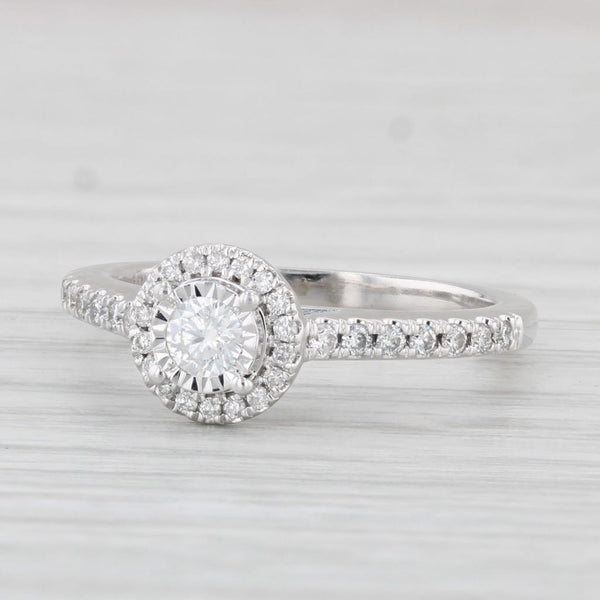 0.31ctw Diamond Halo Engagement Ring 10k White Gold Size 5.75-6