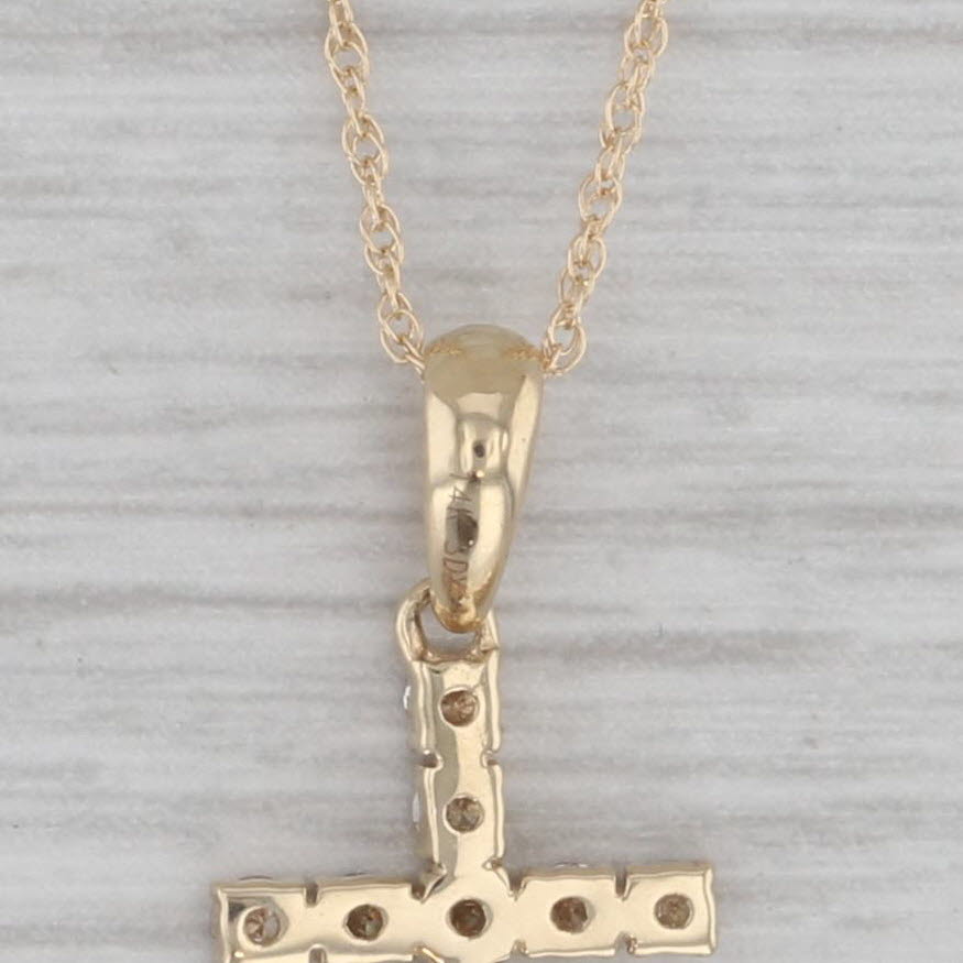 Gray New 0.25ctw Diamond Cross Pendant Necklace 14k Yellow Gold 18"