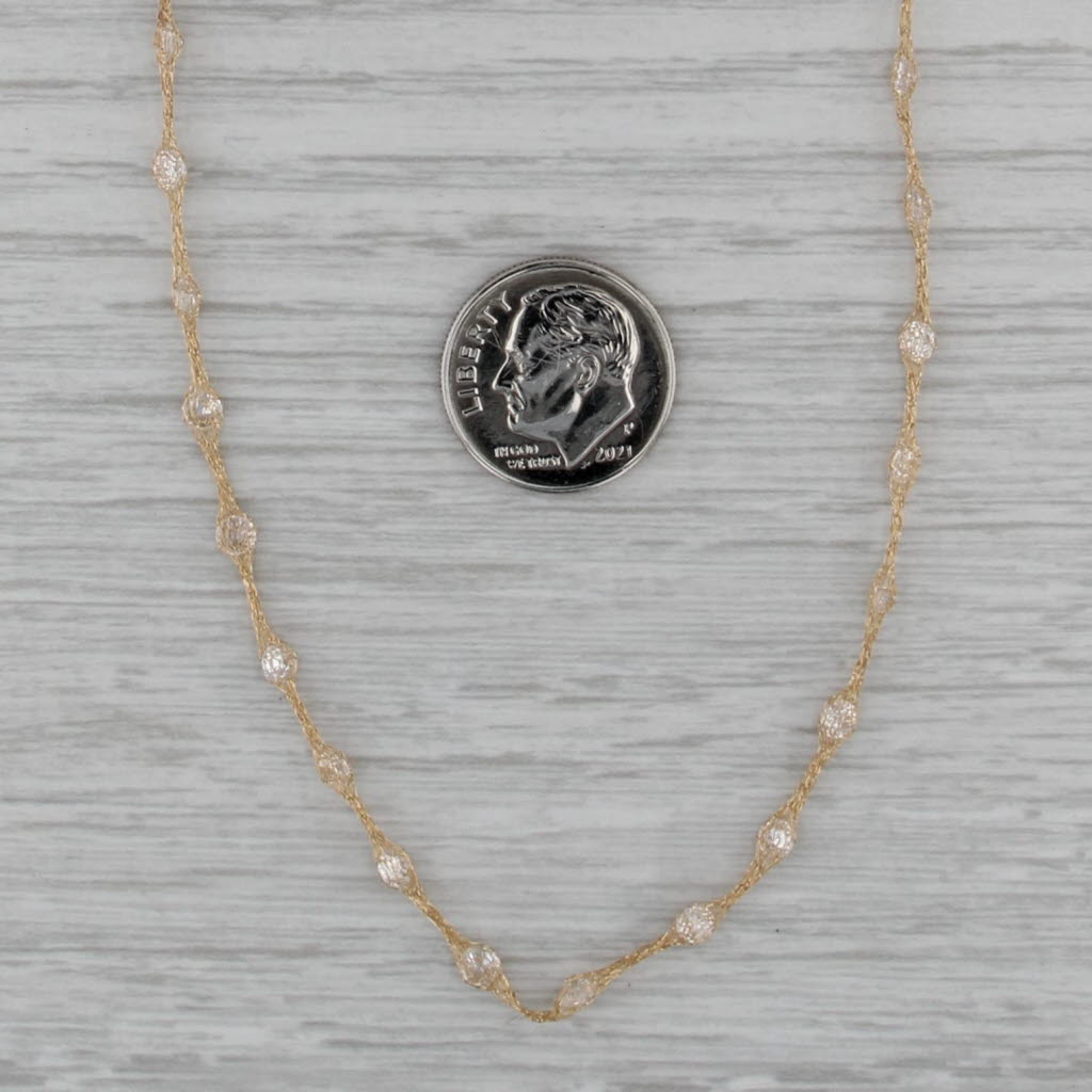 5.80ctw Cubic Zirconia Station Mesh Chain Bolo Necklace 14k Gold Adjustable