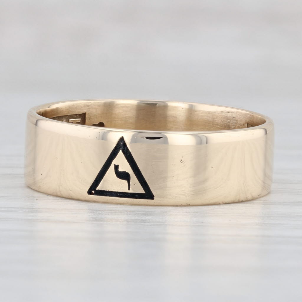 Light Gray Masonic Yod Ring 10k Yellow Gold Size 10.25 Band 14th Degree Scottish Rite