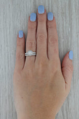 0.32ctw Round Diamond Halo Engagement Ring Wedding Band Set 10k White Gold Sz 5