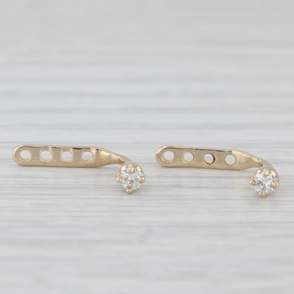 Light Gray Small Diamond Drop Earring Enhancers for Stud Earrings 14k Yellow Gold