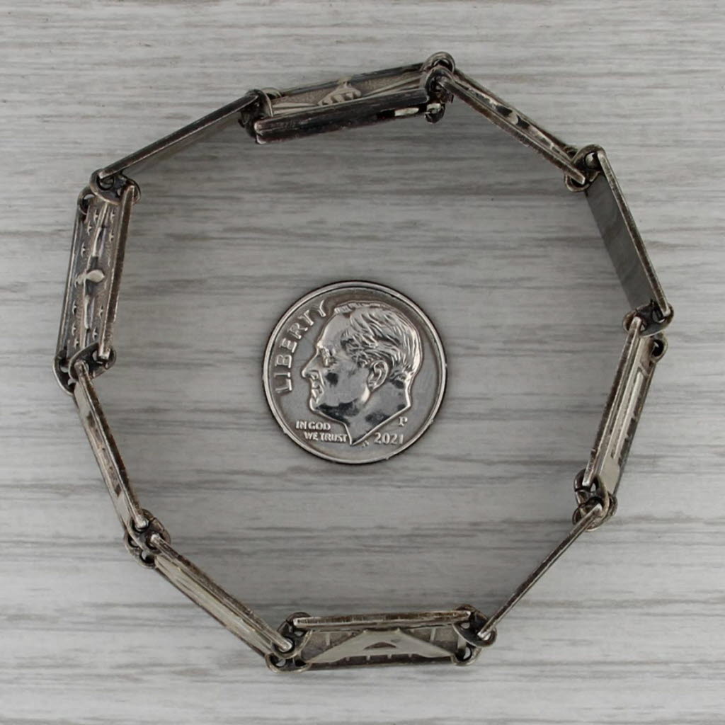 WWII USAAF Bracelet Sterling Silver 6.75" Vintage Airforce Military