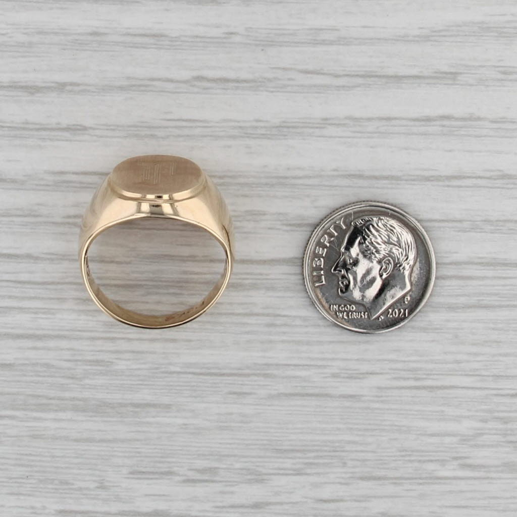 Engraved Old English Letter P Signet Ring 10k Yellow Gold Size 7.75