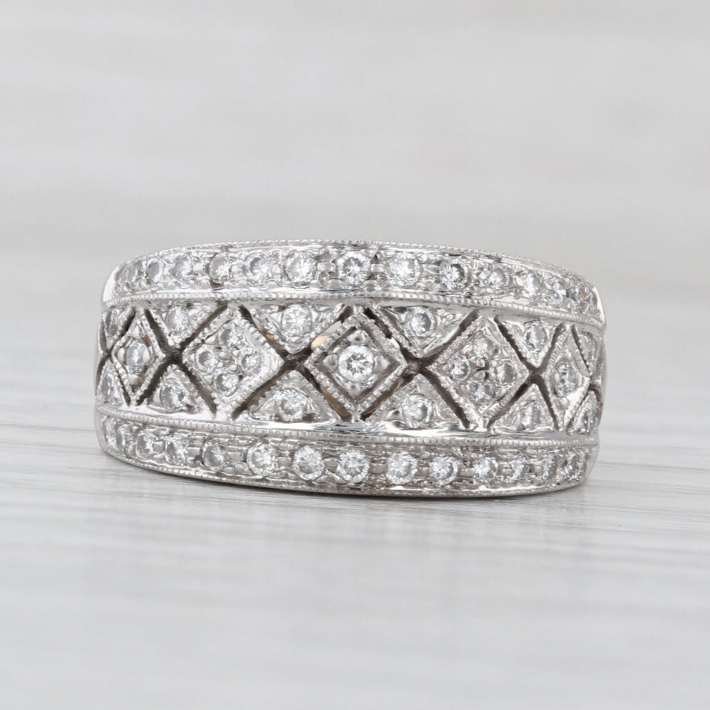 0.50ctw Diamond Argyl Pattern Ring 14k White Gold Size 6.25