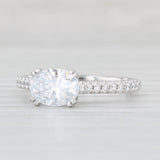 Light Gray New A Jaffe Oval Diamond Semi Mount Engagement Ring 14k White Gold Size 6